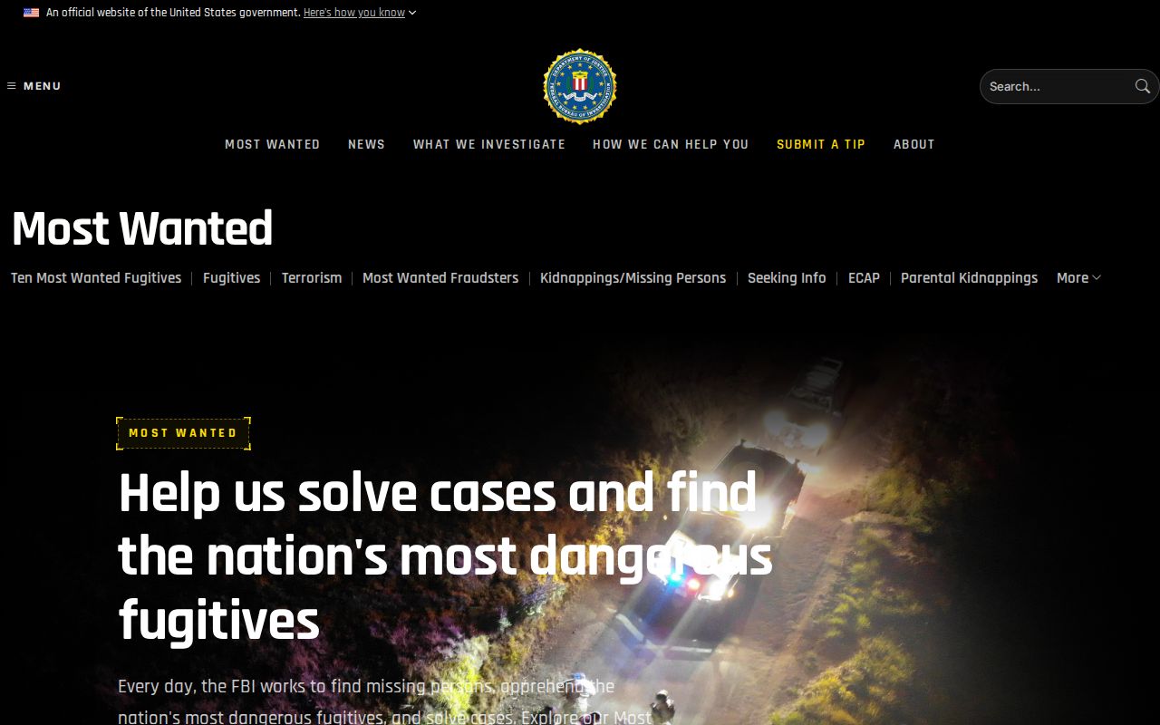 Hardeman County warrant records: separate federal FBI Most Wanted program overview