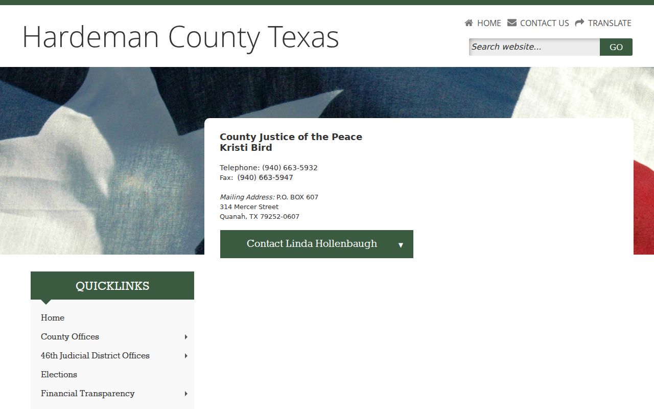 Hardeman County warrant records: official Justice of the Peace contact page