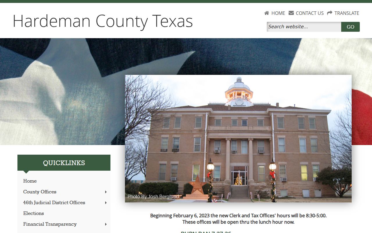 Hardeman County warrant records: county homepage and official office links